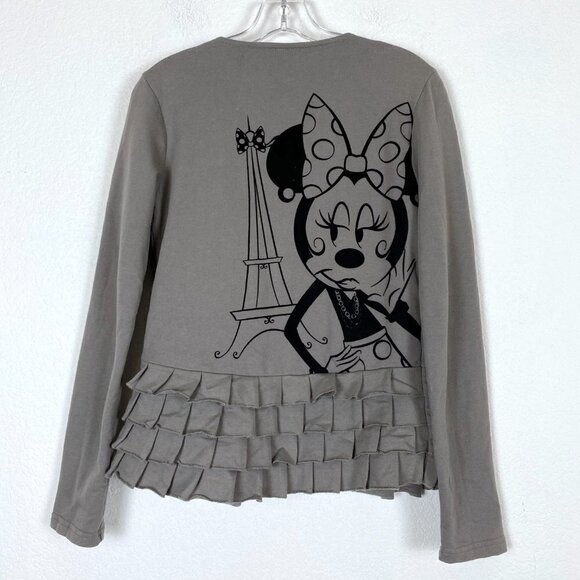 Disney Parks Minnie Mouse Paris Jacket Gray Ruffle Peplum Zip XS - Picture 3 of 9